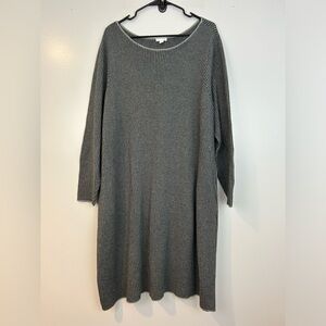 J. Jill Sweater Black/Grey Houndstooth Long Sleeve Sweater Dress Size 2X